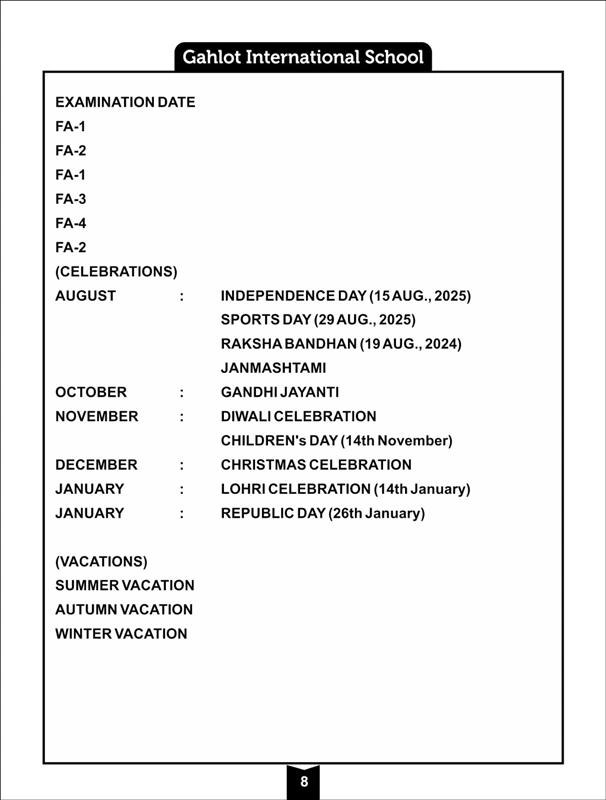 Monthly Activity Calendar
